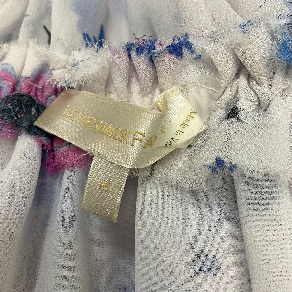 LoveShackFancy White / Blue Multi Floral Chiffon Mini Dress - Picture 4 of 4
